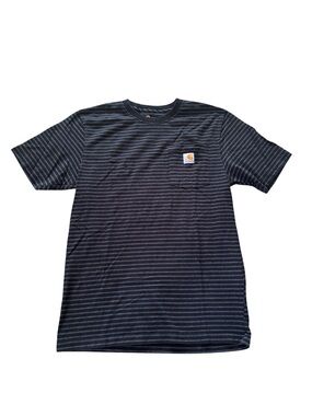 Carhartt Pocket T Shirt Mens Small Black Gray Striped Original Fit Workwear